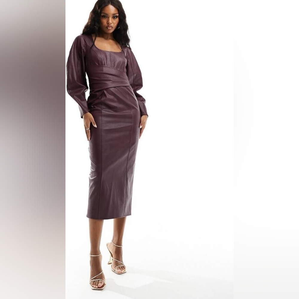 ASOS DESIGN midi dress with volume sleeve - Size 8 - New With Tags
